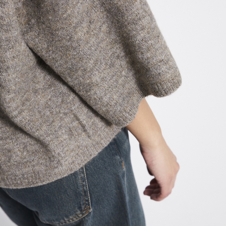 Wide sleeve knit tee "Perla" Dk Beige